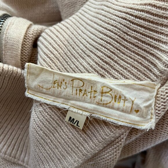 Jen's Pirate Booty Size M/L Beige Knit Jumpsuit Pockets Long Sleeve - Picture 2 of 13
